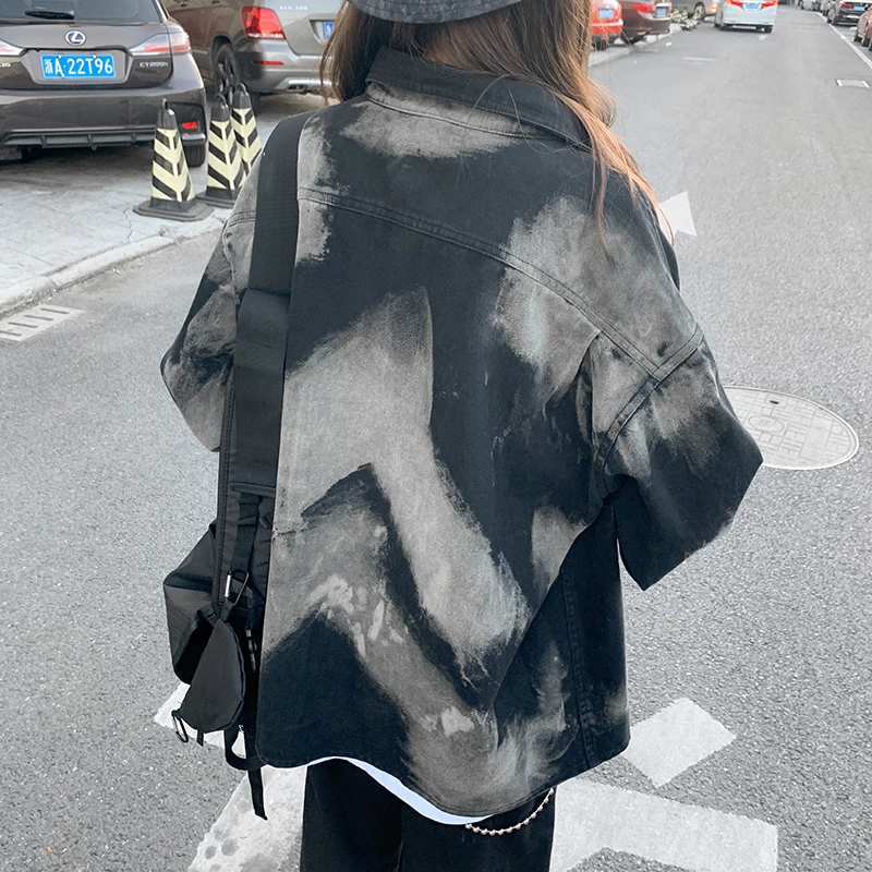 Куртка бомбер женская оверсайз уличная одежда из денима Джинсовая блузка с