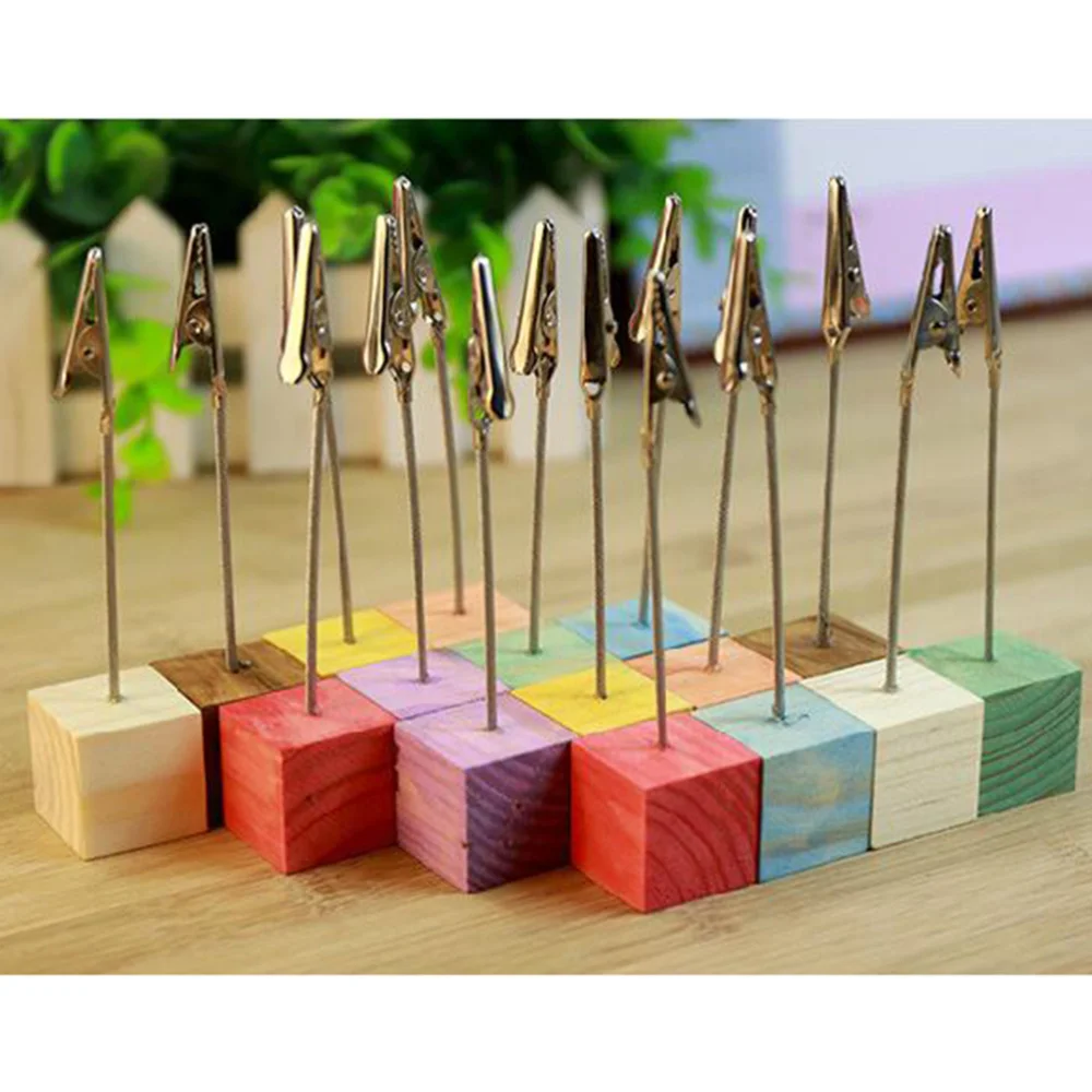 

24pcs Creative Square Wooden Message Clip Photo Folder Multi-Function Clips School Office Supplies