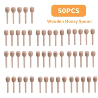 50pcslot wooden honey spoon mixing stick dipper 816cm mini long handle honey wooden stir bar for honey jar coffee milk tea