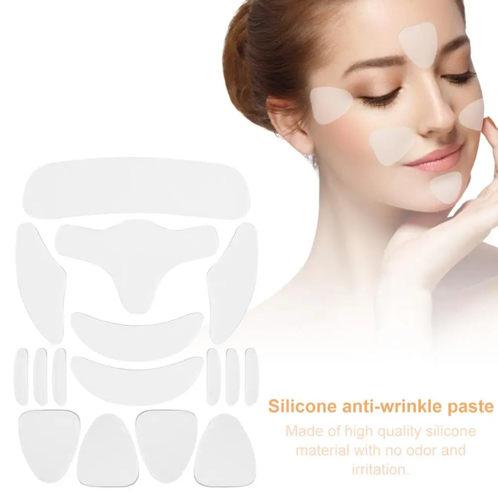 16PCS Reusable Silicone Anti-wrinkle Patches Forehead Cheek Chin Sticker Facial Eye Patches Wrinkle Removal Face Lifting Patches