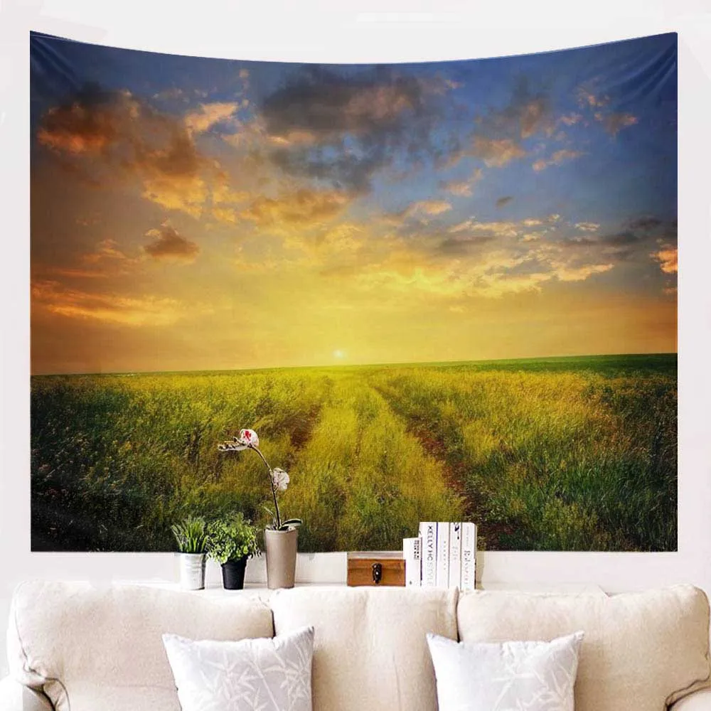 Большой Настенный гобелен с изображением красивого пшеничного поля богемные