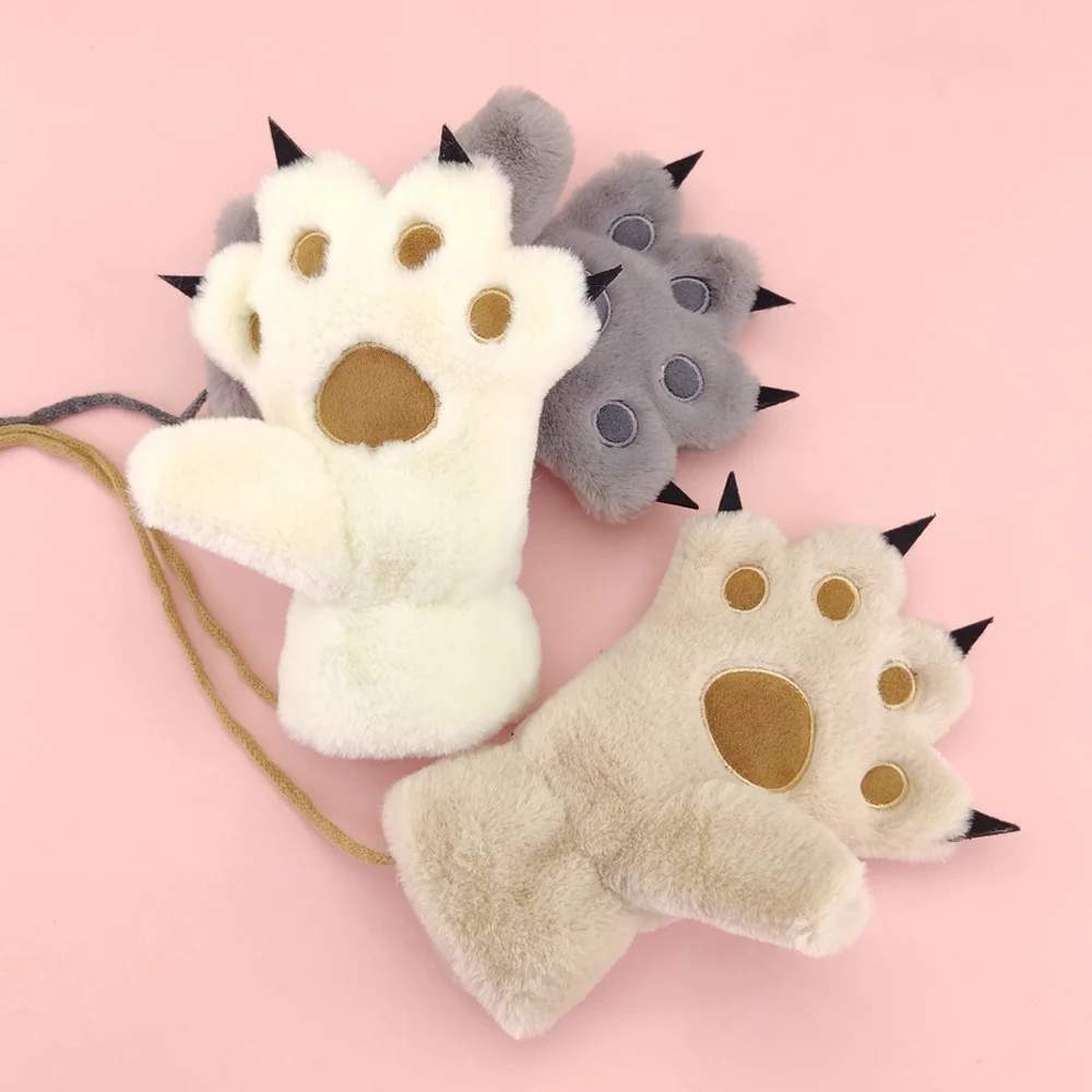 

2020 Hot sale Animal Cartoon Paw Gloves Plush Keep Warm Bear Claws Cosplay Costume Gloves for Kids Boy Girl, Under 11 Years Old