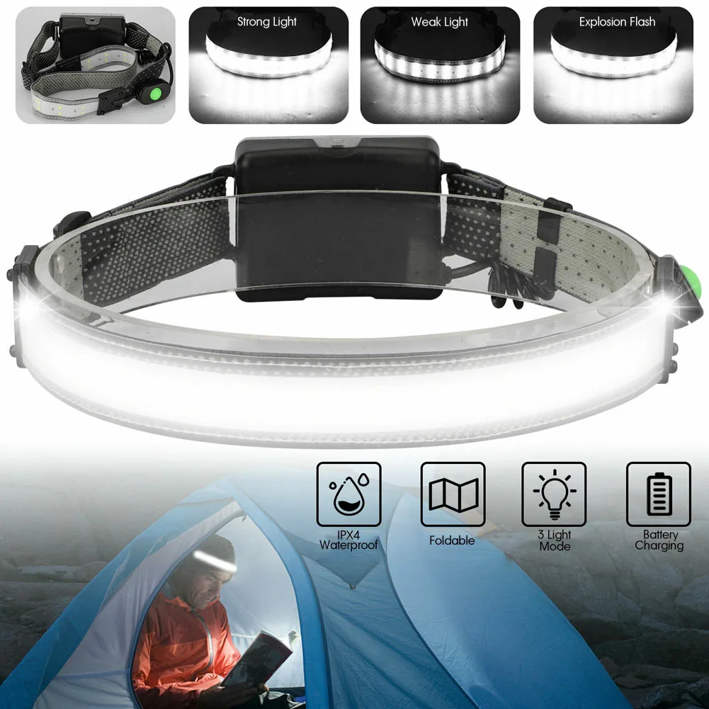 

COB 26Led Headlamp Sensor Headlight With 3 AA Battery Flashlight USB Rechargeable Head Lamp Torch 3 Lighting Modes Work Light