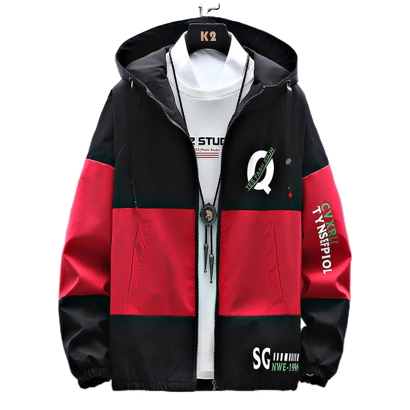 

Spring and Autumn Men's Jacket Trend Korean Workwear Jacket Top Clothes Casual Thin Hooded
