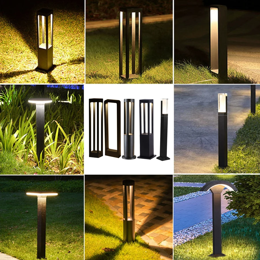 

Outdoor Garden Pathway Light Aluminum Park Landscape Lawn Pillar Lamps Villa Landscape Garden Stand Post Bollard Light