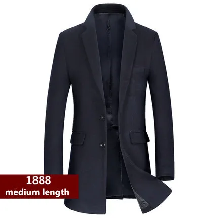 1888 medium length Мужское шерстяное пальто, Осень-зима, новое деловое повседневное шерстяное пальто, однобортный длинный Тренч, шерстяное пальто выше колена, твидовое пальто - Цвет: 1888 medium length