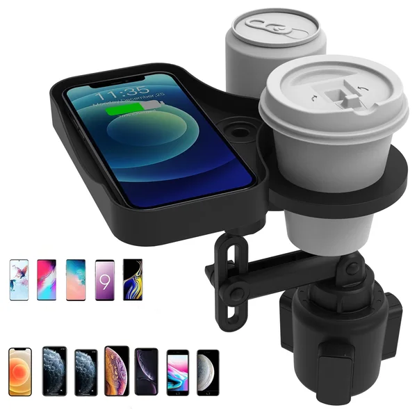 

3in1 Car Cup Holder Expander Adapter Slip-proof Car Truck Drink Cup Holders With Wireless Charging Board Container Car Accessory