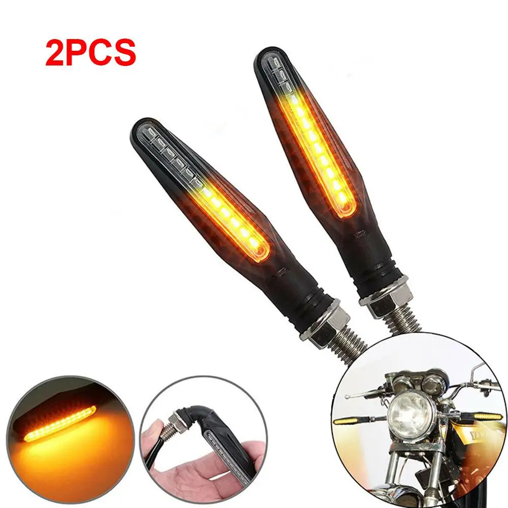 

2PCS Motorcycle Signal Lamp IP68 Motorbike LED Indicator Blinker Flowing Water Blinker Turn Signals Light Flashing Lights