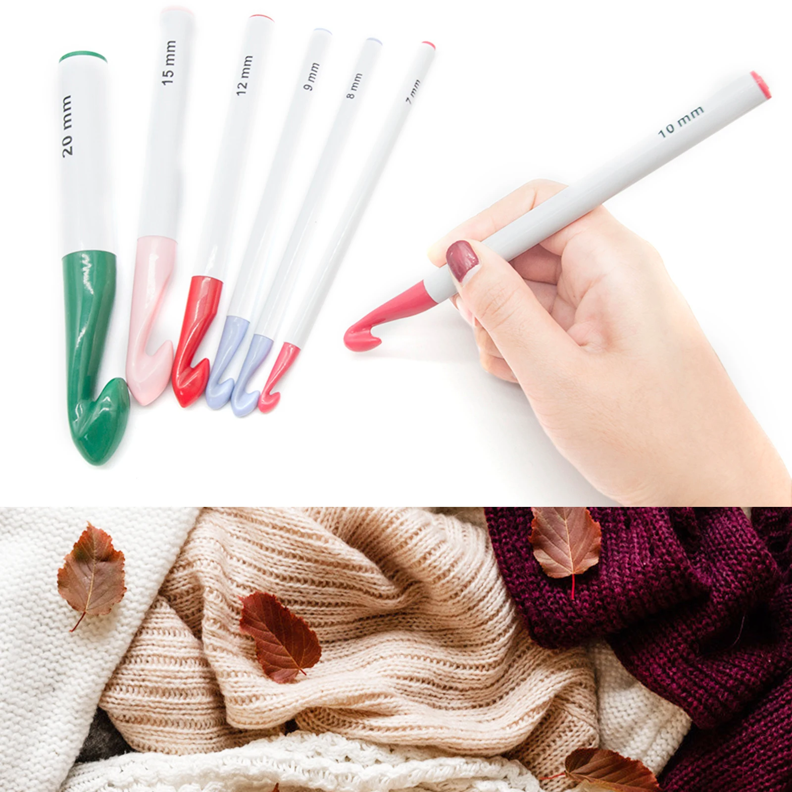 

7 шт. набор крючков для вязания крючком, эргономичный дизайн, многоцветная вязаная игла, сделай сам, пряжа для вязания, инструмент для вязани...