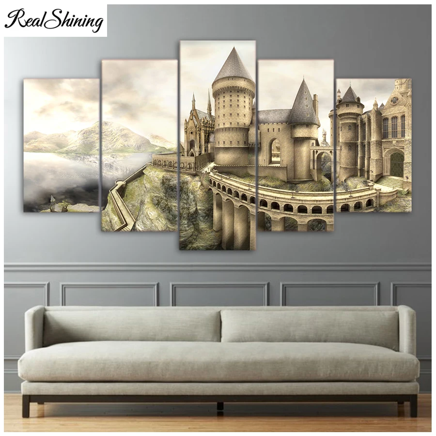 

5 piece diamond painting beautiful vintage castle cross stitch 3d,diamond embroidery landscape,mosaic crafts pattern,F811