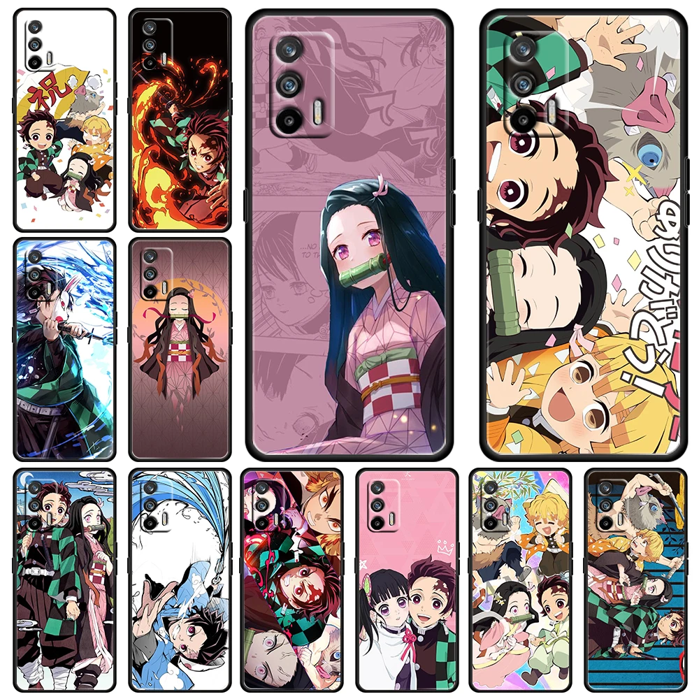 

Japanese anime Demon Slayer For OPPO Realme GT Explorer Master Neo Flash Edition C21 C20 C15 C11 C3 Soft Black Phone Case