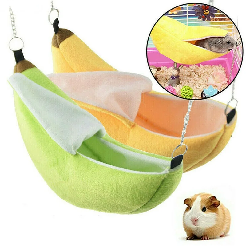 Novelty Banana Shape Nest Plush Cotton Hamster Warm House Hammock Rat Mouse Living  House Hanging Tree Beds Hamster Accessories