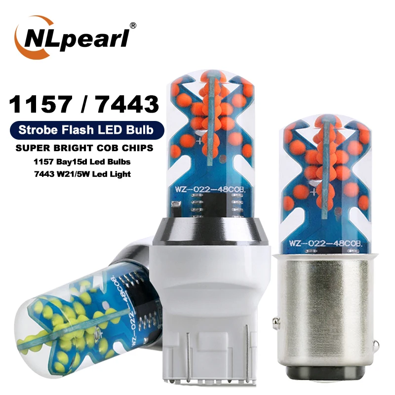 

NLpearl 2x Signal Lamp 1157 Bay15d Led P21/5w Car Brake Light COB SMD Strobe Flash T20 7443 W21 5W Led Auto Turn Signal Lamp 12V