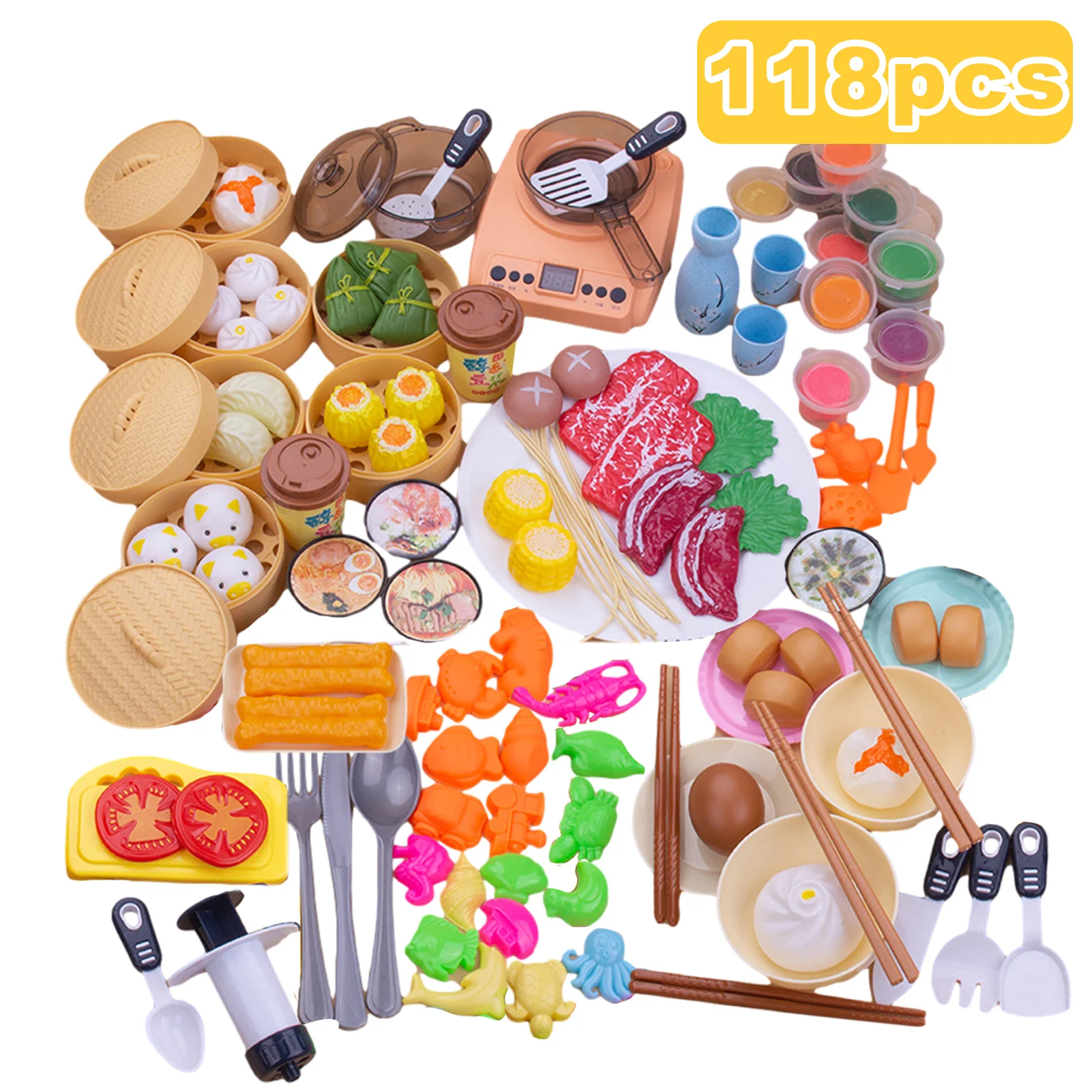 

118pcs Luxury Kitchen Food Toys Children's Pretend Cooking Kit Play House Mini Kitchen Educational Toys Holiday Gifts