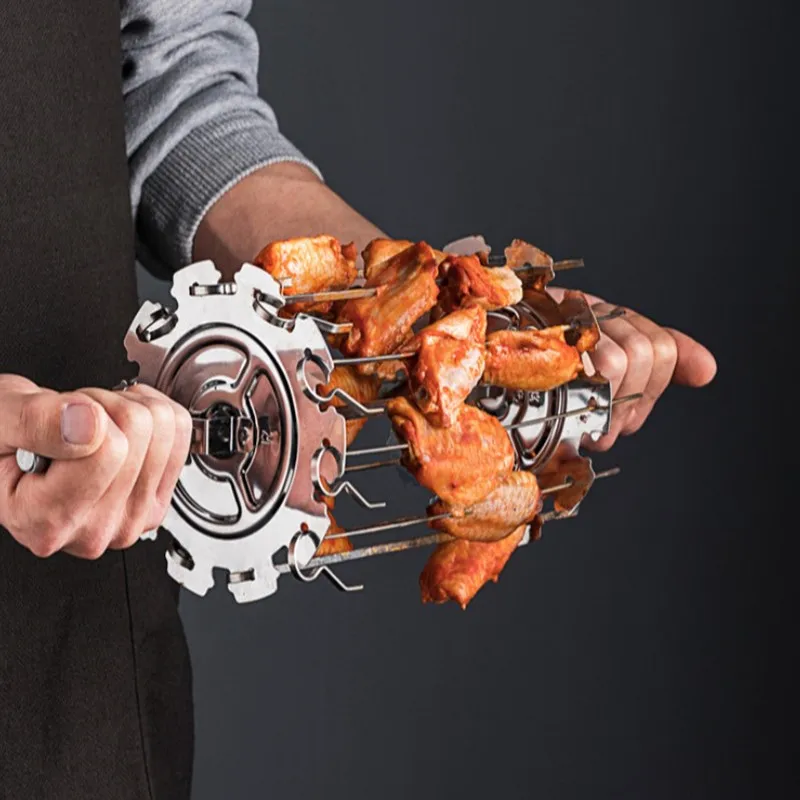 bbq barbecue stainless steel grilling kabob skewer rotating metal roaster rotisserie skewers for home any rotisserie grill rods free global shipping