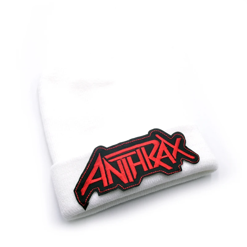 Последняя модель шерстяных шапок с логотипом группы Anthrax вязаные мужские зимние