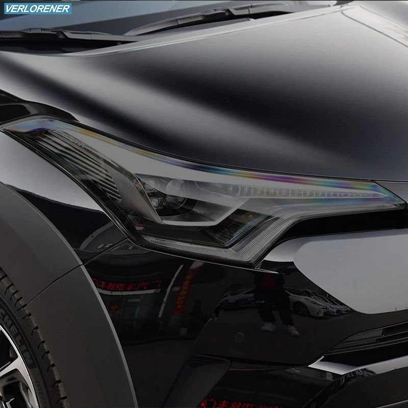 

2 Pcs Car Headlight Protective Film Smoked Black Tint Wrap Vinyl Transparent TPU Sticker For Toyota CHR 2018 2019 2020 2021