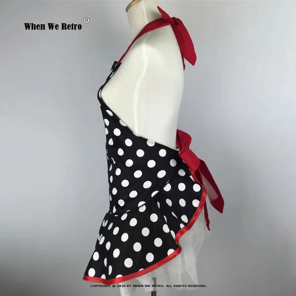 Фартук женский хлопковый в горошек с бантом на шее |