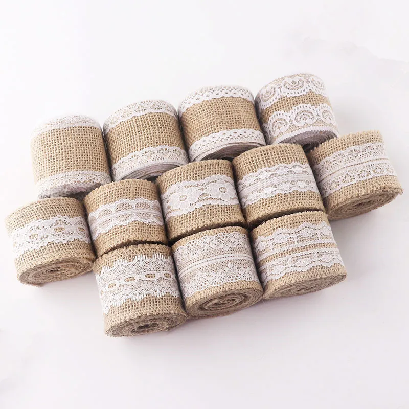 Лента из натурального джута 5 см 2 м/рулон|Кружево| |