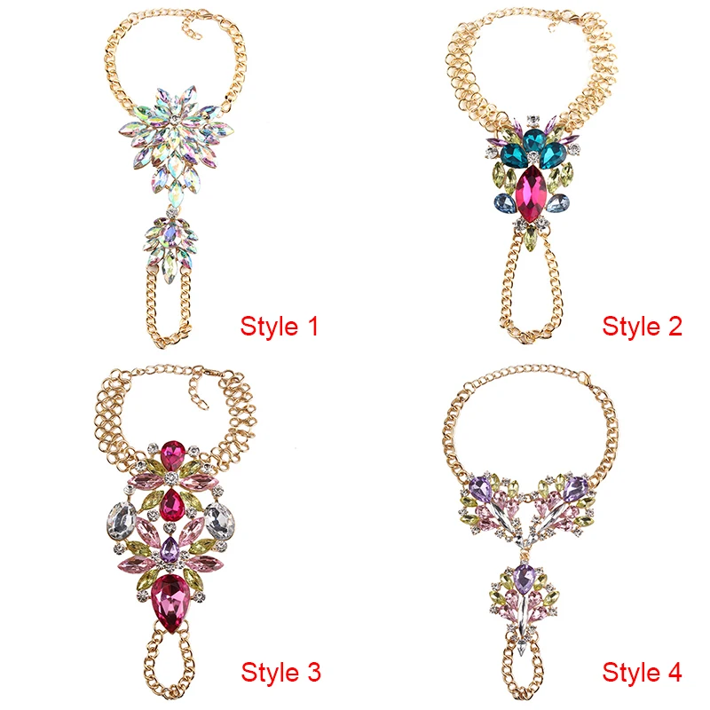 Богемный Роскошный Кристалл Стразы драгоценный камень цветок подвеска браслет