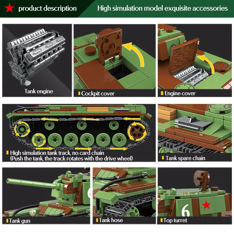 768 шт. военные строительные блоки KV1 для России тяжелых танков город WW2 солдат