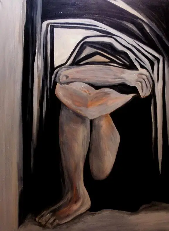 

Oil Paints A Person's Corner - A Hoodie with Loneliness.