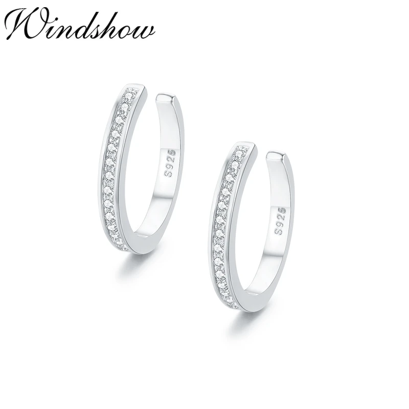 Женские серьги Клипсы из стерлингового серебра 925 пробы с кругами кубического