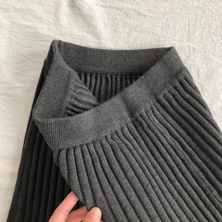 

2020 Autumn/Winter Skirt Women Elastic High Waist Solid Straight Skirts Women Slim Skirt Femme Thick Knit Bodycon Skirt Outwear