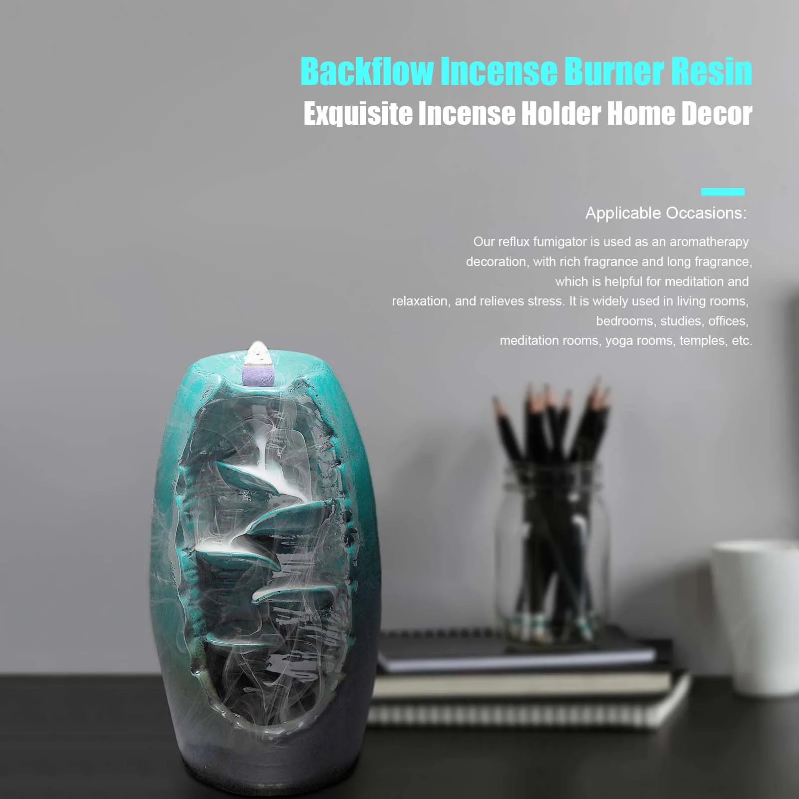 

Mountain River Handicraft Incense Holder Ceramic Backflow Waterfall Smoke Incense Burner Censer Holder Mother's Gift Home Decor