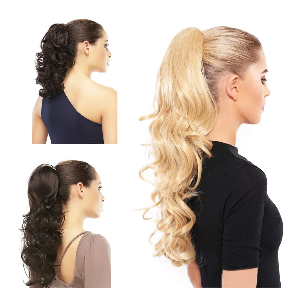 

Valentwigs Instant Ponytail 22'' Long Wavy Claw Ponytail Clip On Synthetic Hair Extension Pure Color Claw Jaw in Fake Hair piece