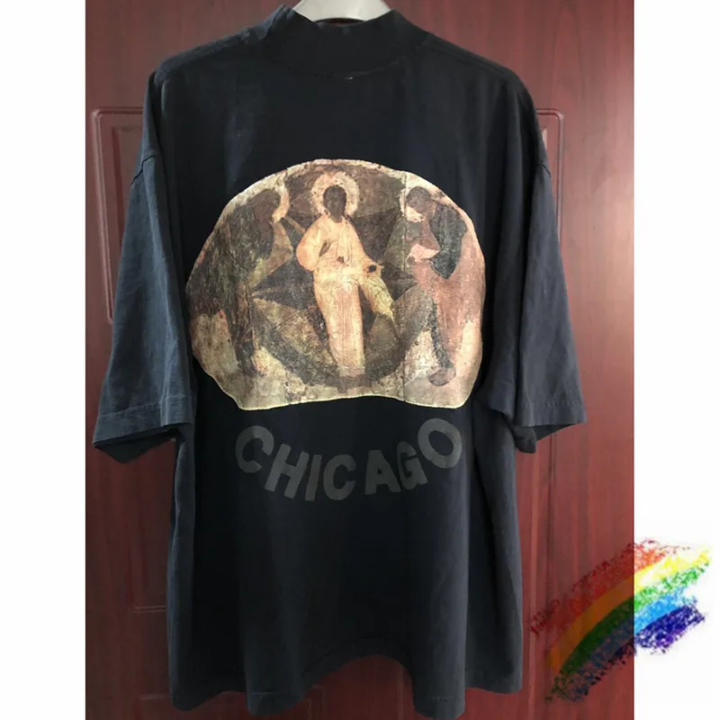 

2021ss 3D Printing Kanye Jesus is King Chicago Painting T Shirt Men Women Best-quality Kanye West Tees T-Shirts