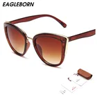 Очки солнцезащитные женские в стиле ретро, модные брендовые дизайнерские зеркальные солнечные очки кошачий глаз, BYXGLS63