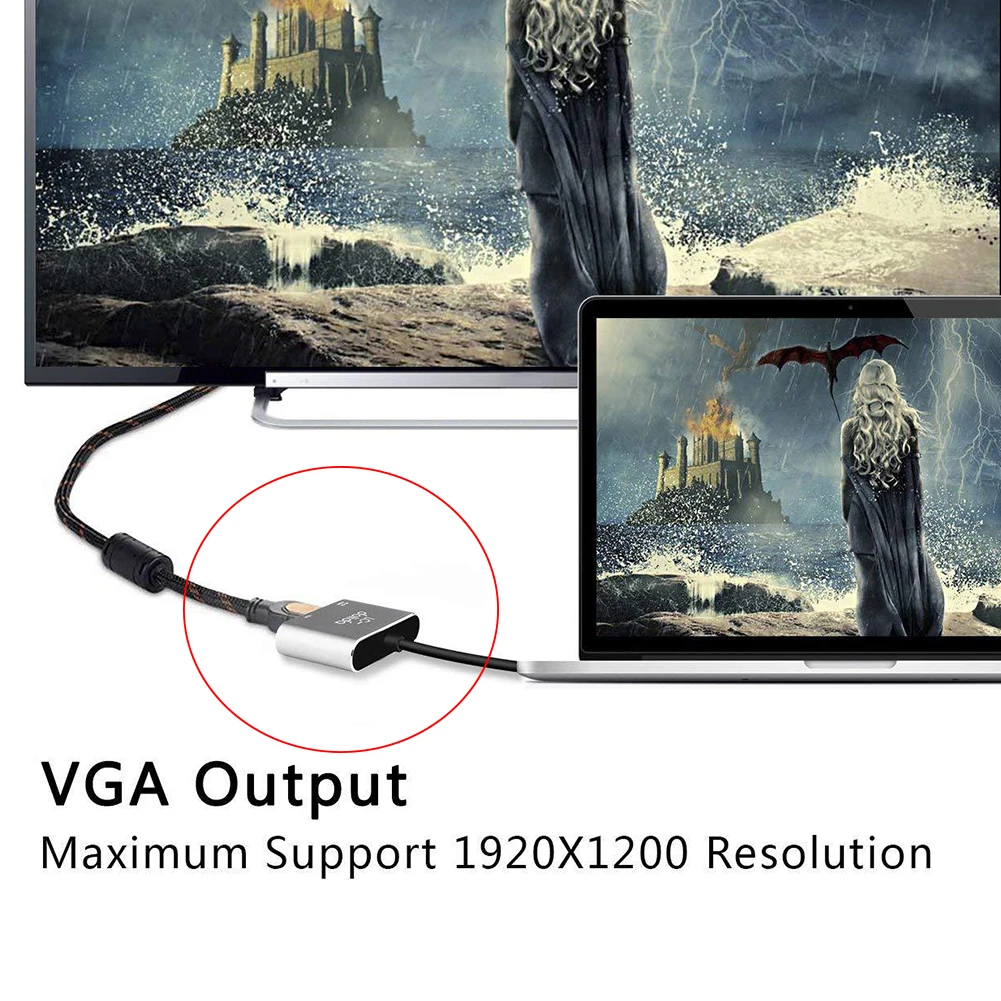 Тип-c к HDMI VGA дисплей 4K терминал передачи данных видео конвертер Поддержка