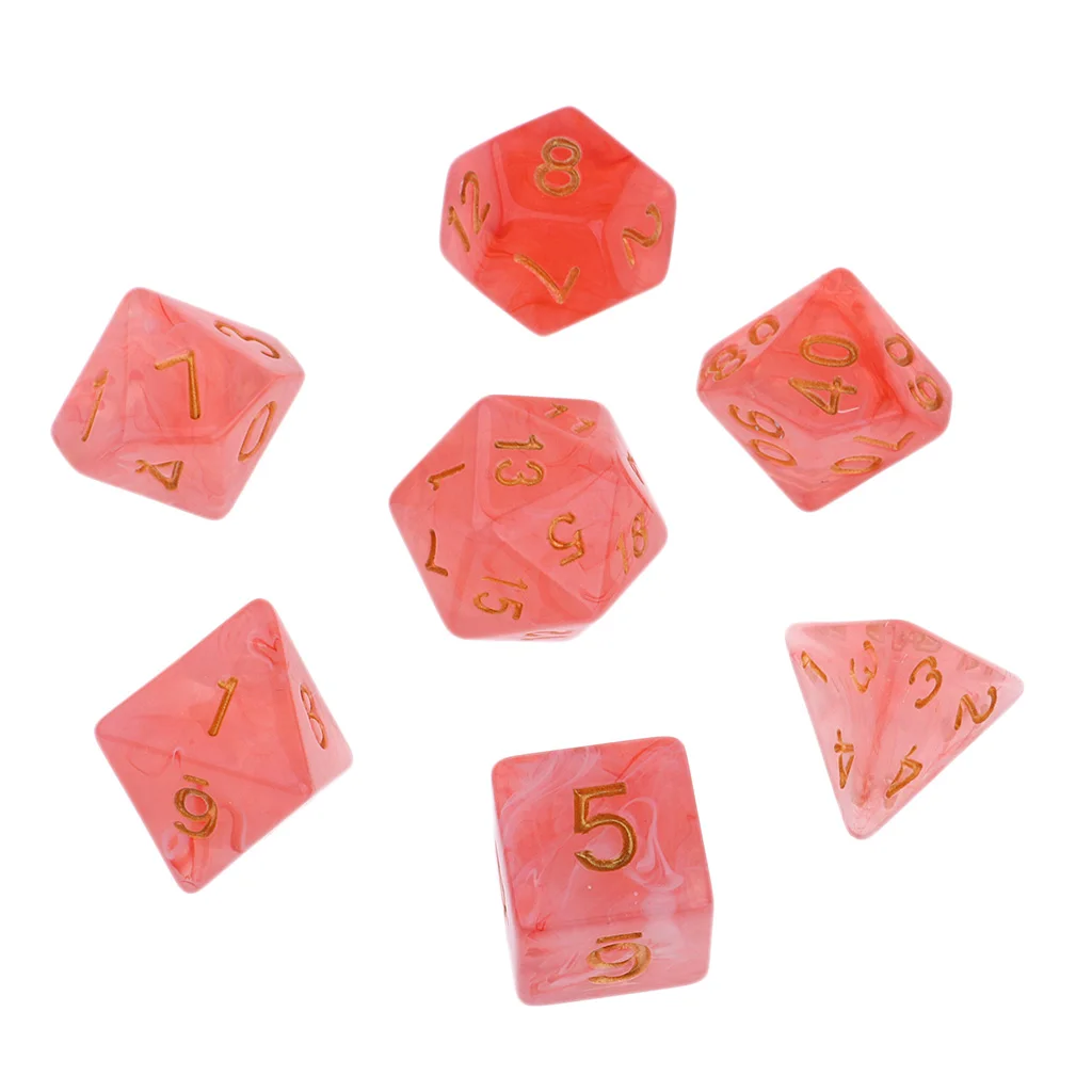 7 шт многогранные кости для подземелий и драконов DND Dados RPG MTG настольная игра D20 D12 D10 D8 D6 D4 набор разноцветных кубиков и кубиков