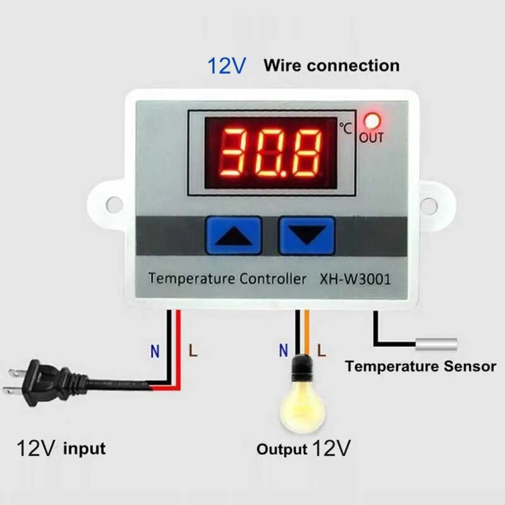 12V Digital LED Temperature Controller Thermostat Switch Waterproof Probe Wire Connect High Sensitivity Sensor | Автомобили и