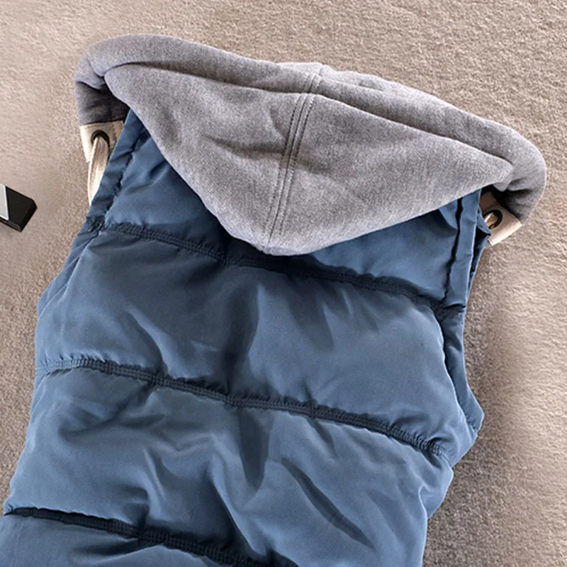 Женский теплый короткий жилет с капюшоном Розовый Повседневный большого размера