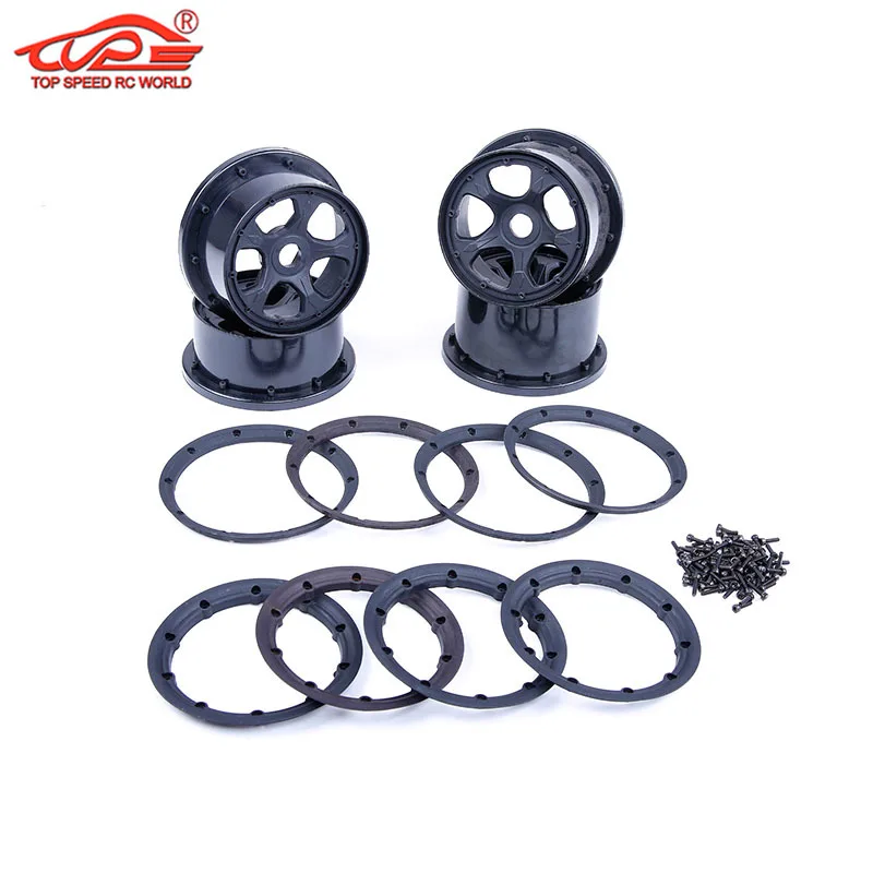 

Plastic Front and Rear Tire Wheel with Hub Ring for 1/5 Scale Hpi Rofun Rovan King Motor Baja 5b Truck Rc Car Parts