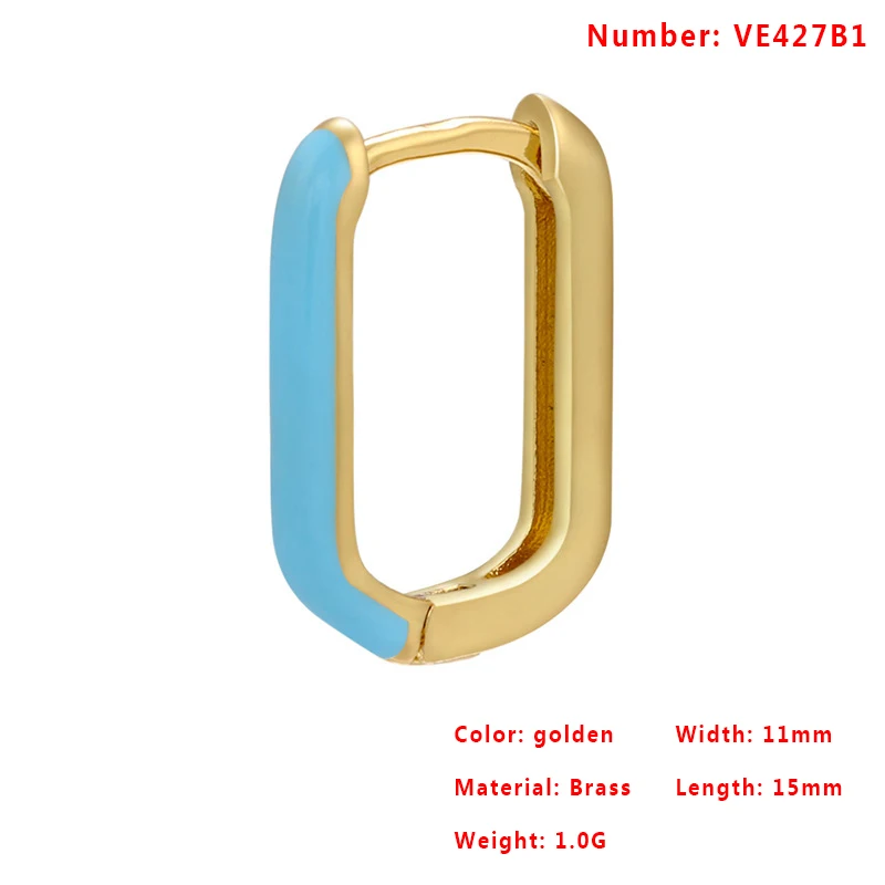 New DIY Dripping Oil Earrings Female Geometric Rectangle Color Preserving Metal Ear Buckle Jewelry Accessories For Handmade