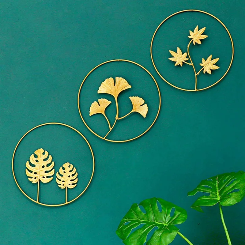 

Nordic Style Wall Hanging Wrought Iron Ginkgo Leaf Wall Decoration Pendant Living Room Sofa Background Wall Porch Mural