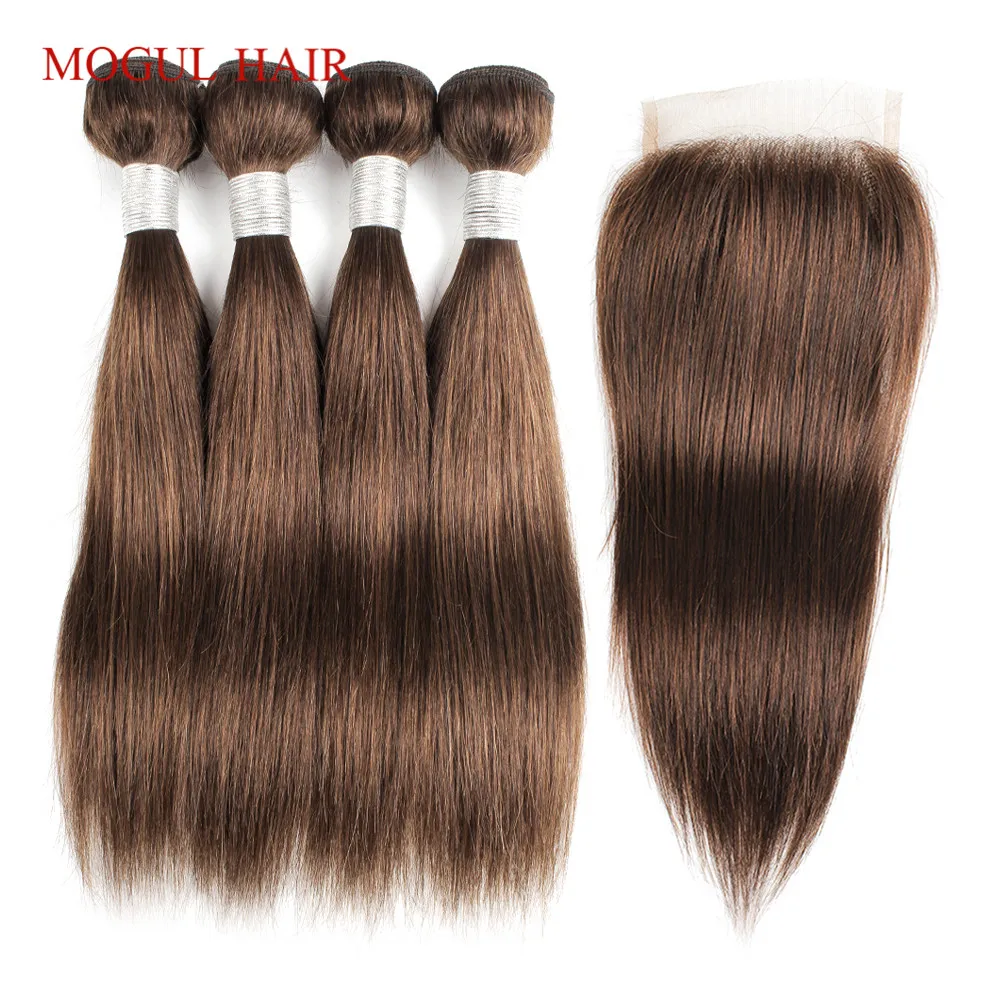 MOGUL волосы 50 г/шт. 4 пучка с закрытием медовый блонд пряди с закрытием T 1B 27 бразильские Прямые Омбре не Реми человеческие волосы