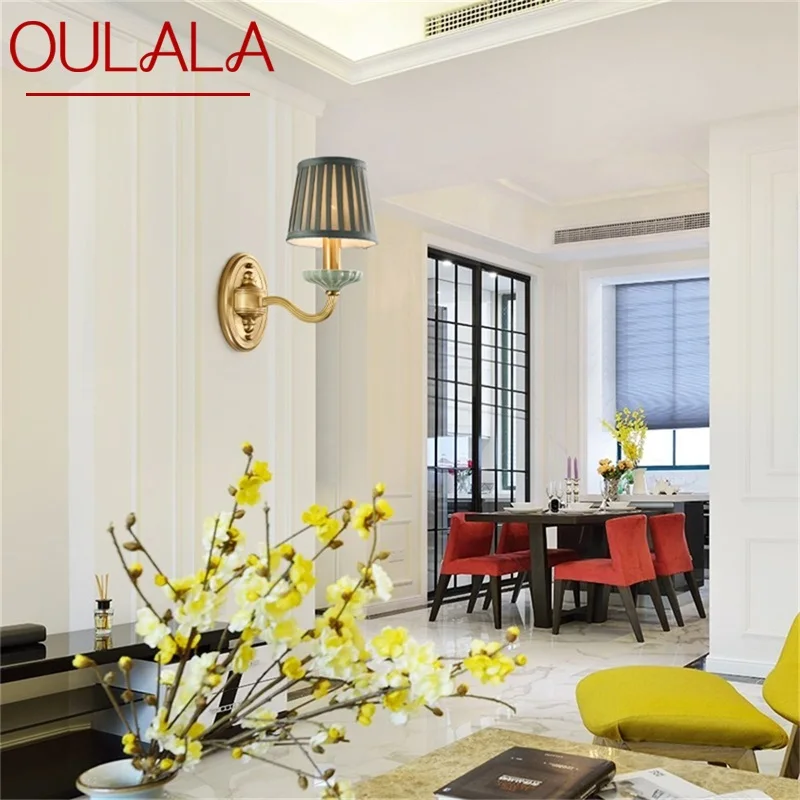 

OULALA Brass Wall Sconce Lamp Modern Luxury Ceramic LED Light Design For Home Bedroom Parlor Balcony