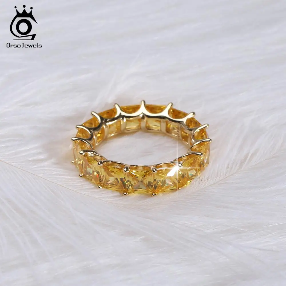 ORSA JEWELS реальные 925 пробы Серебряные кольца для Для женщин Для мужчин Обручение и обручальное AAA CZ модные праздничные ювелирные изделия SR48