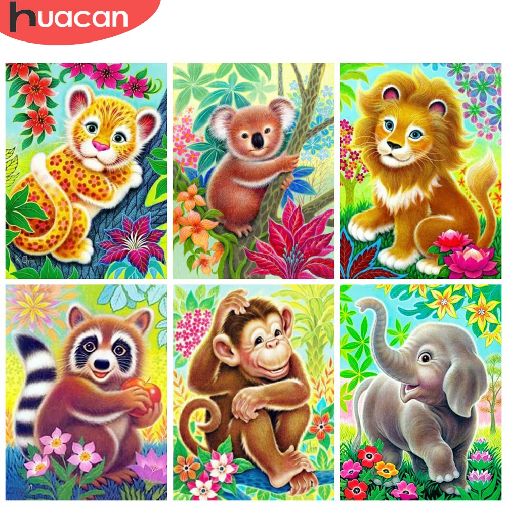 

HUACAN 5D DIY Бриллиантовая мозаичная Фигурка Животного Leopard фотообои Полный Набор для вышивки