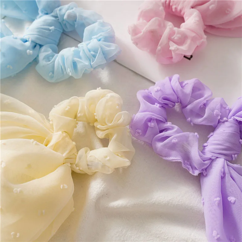 

summer Chiffon Ribbon Hair Scrunchies Hair Ties Rope women Elastic Hair Bands Scarf Ponytail Holder Girls Hair Accessories 2020