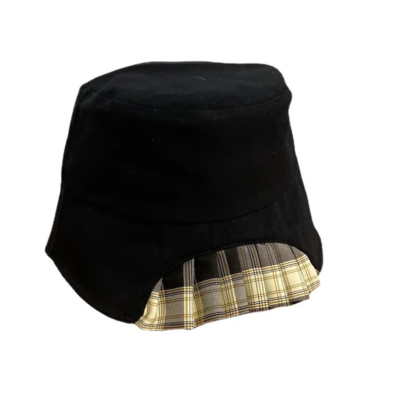 

Fisherman Hat Early Spring Female Simple Houndstooth Skirt Stitching Basin Hat Foldable Sun Protection Sun Hat