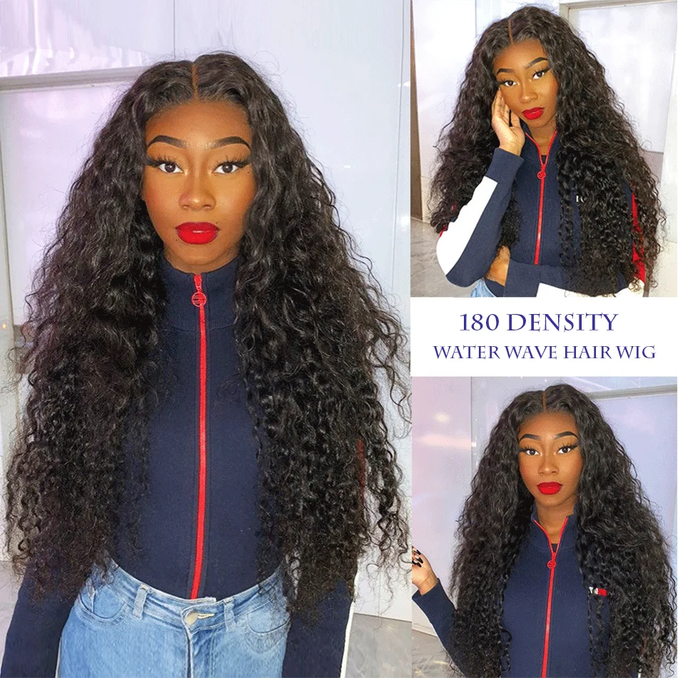 

Wome 13x4 Water Wave Lace Front Wig Human Hair Wigs Remy Brazilian Curly Human Hair Wigs for Black Women 4x4 Lace Closure Wigs