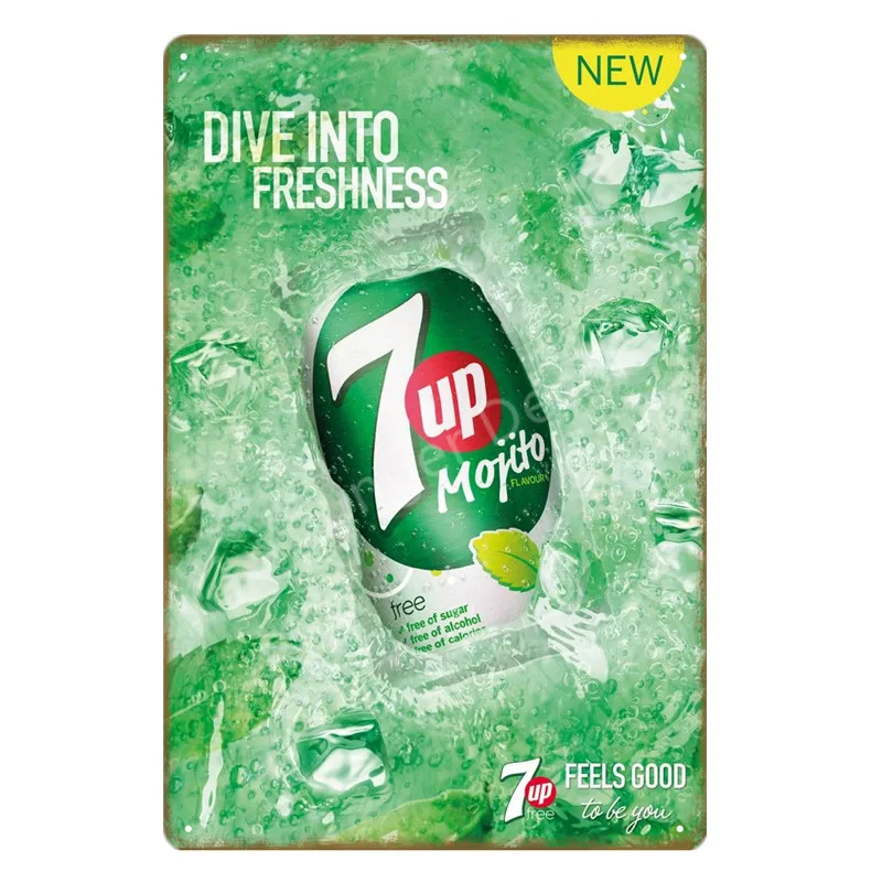 YD1563EI Безалкогольные 7up металлические жестяные знаки 7 UP ВИНТАЖНЫЙ ПЛАКАТ Искусство Настенная Наклейка картина бар паб кафе украшение домашний декор в стиле ретро YI-052 - Цвет: YD1563EI