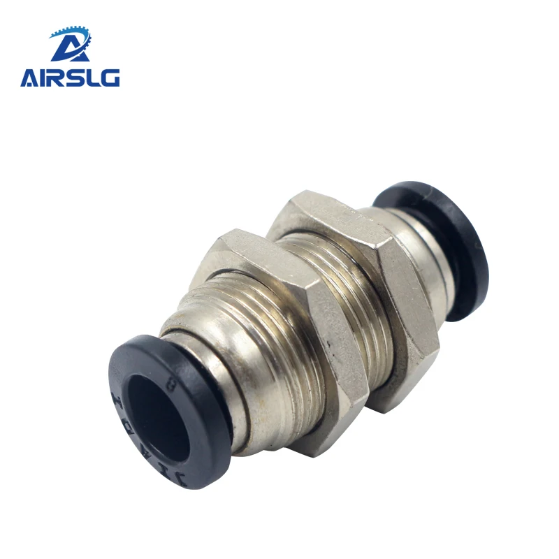 

10pcs PM4 PM6 PM8 PM10 PM12 Straight Bulkhead Union Quick Joint Fittings Pneumatic Connector