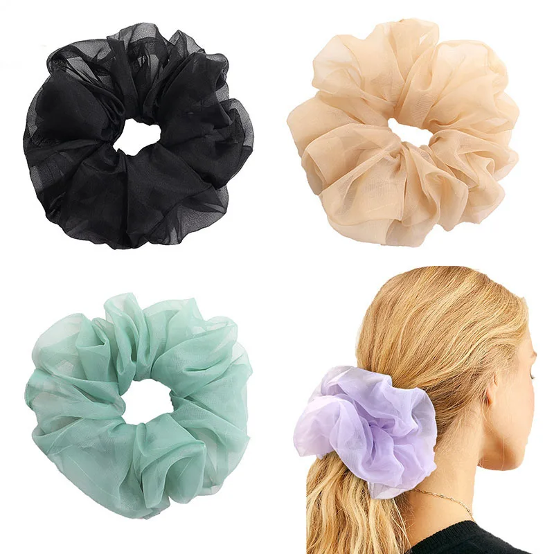 

Oversized Fairy French Organza Hair Scrunchies Elegant Chiffon Women Elastic Hair Bands Girls Hair Ties Stretch Ponytail Holder