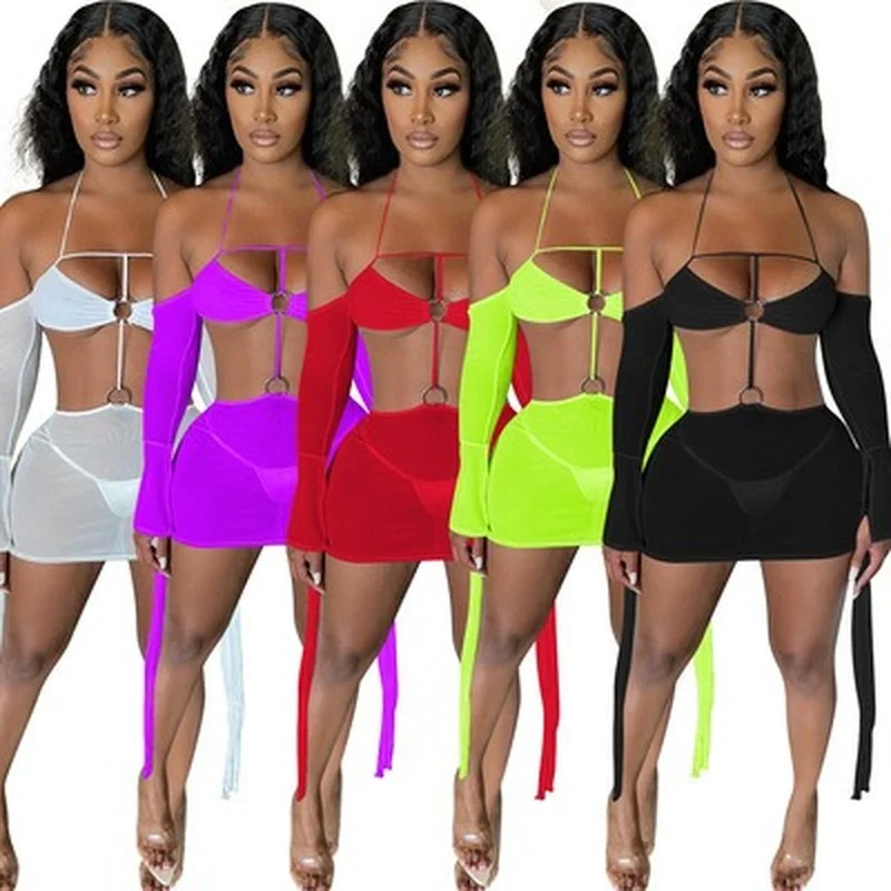 Sexy Halter Women Dress Off Shoulder See Through Vestido Bodycon Party Night Clubwear Dresses For Women 2021